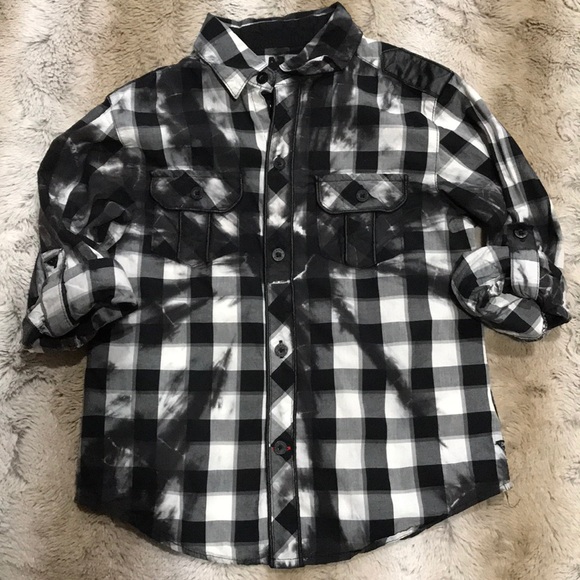 Guess Other - Guess Black/White Plaid Roll Sleeve Shirt